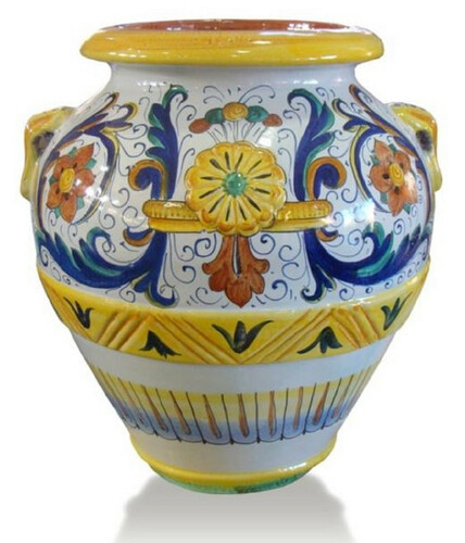 Casa Padrino Luxus Barock Terracotta Vase Wei� / Mehrfarbig - Verschiedene Gr��en - Prunkvolle handgefertigte & handbemalte Blumenvase - Barock Deko Accessoires