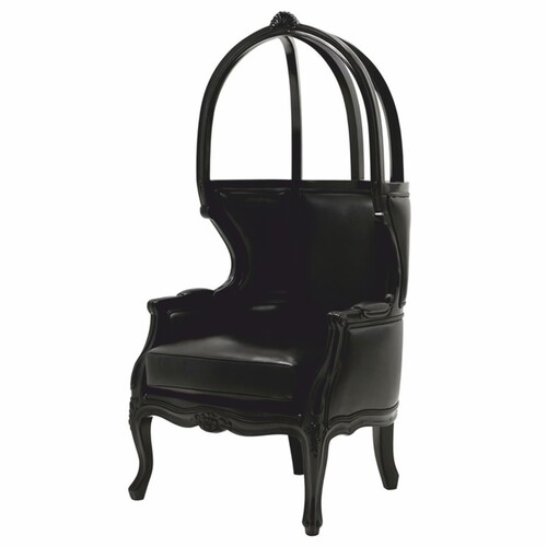 Casa Padrino Luxus Barock Kunstleder Thron Sessel Schwarz - Barockstil M�bel