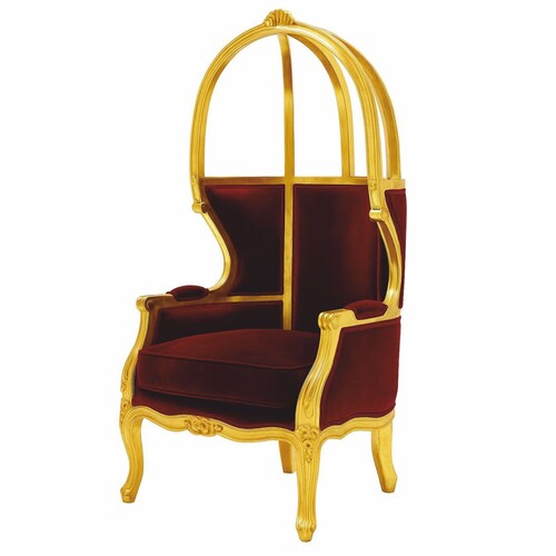 Casa Padrino Luxus Barock Thron Sessel Bordeauxrot / Gold - Prunkvolle Barock M�bel