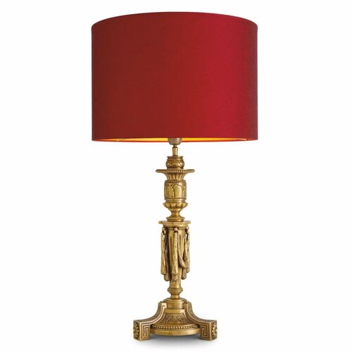Casa Padrino Luxus Barock Tischleuchte Antik Gold / Rot H. 83,5 cm - Barock Schreibtischleuchte