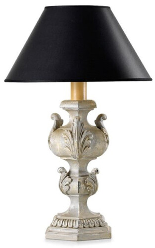 Casa Padrino Luxus Barock Tischleuchte Antik Grau / Schwarz  18 x H. 46,5 cm - Prunkvolle Barockstil Schreibtischleuchte mit rundem Lampenschirm - Luxus Qualit�t - Made in Italy