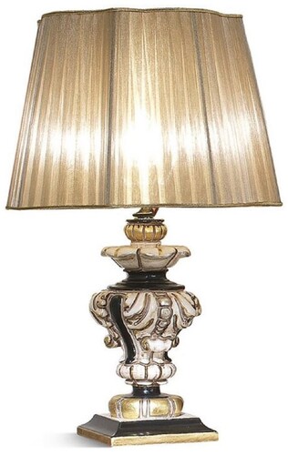 Casa Padrino Luxus Barock Tischleuchte Elfenbein / Schwarz / Gold H. 41 cm - Made in Italy
