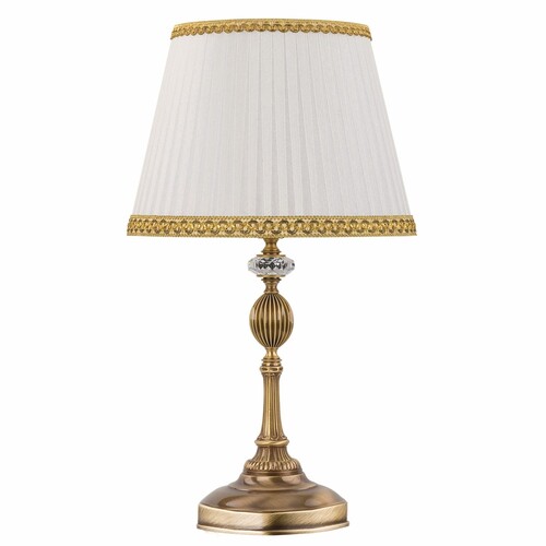 Casa Padrino Luxus Barock Tischleuchte Messing mit Patina / Wei� / Gold H. 51 cm