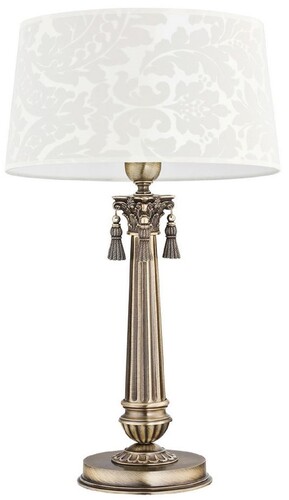 Casa Padrino Luxus Barock Tischleuchte Messing mit Patina / Wei�  32 x H. 53 cm