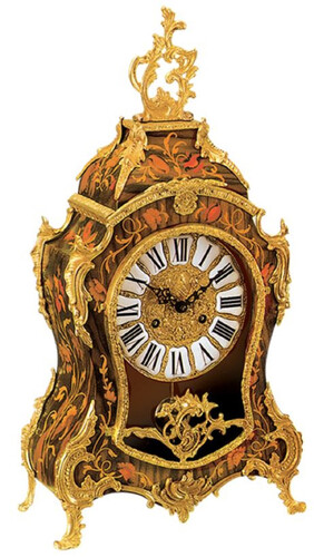 Casa Padrino Luxus Barock Tischuhr Braun / Mehrfarbig / Gold - Prunkvolle Barockstil Uhr - Handgeschnitzte Barock Schreibtischuhr - Luxus Qualit�t - Made in Italy
