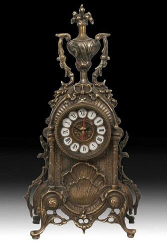 Casa Padrino Luxus Barock Tischuhr Antik Bronze H. 39 cm - Barock Deko Accessoires