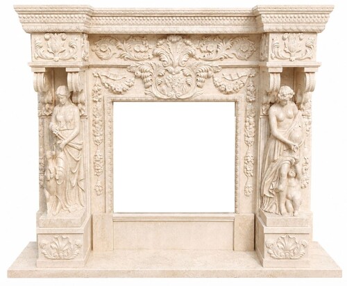 Casa Padrino Luxus Barock Marmor Kaminumrandung Hellbeige 190 x H. 160 cm - Prunkvolle Barockstil M�bel - Barock Hotel & Wohnzimmer Interior