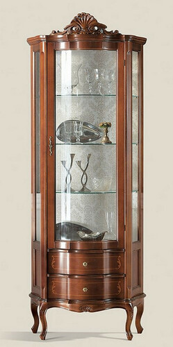 Casa Padrino Luxus Barock Vitrine Braun - Prunkvoller Barock Vitrinenschrank mit Glast�r und 2 Schubladen - Barock M�bel - Luxus Qualit�t - Made in Italy