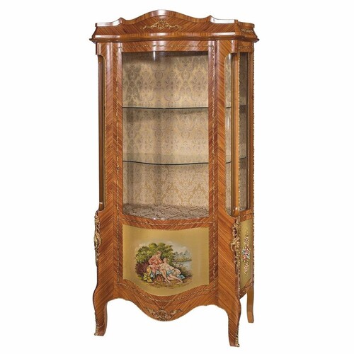 Casa Padrino Luxus Barock Vitrine Braun / Gold / Messing H. 200 cm - Made in Italy