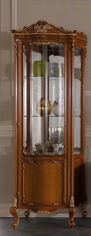 Casa Padrino Luxus Barock Vitrine Braun / Gold - Handgefertigter Vitrinenschrank mit Tr - Prunkvolle Barock Mbel - Luxus Qualitt - Made in Italy
