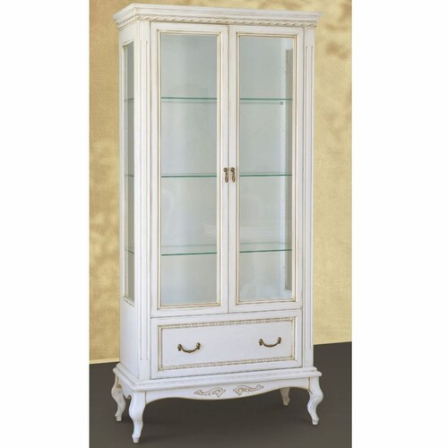 Casa Padrino Luxus Barock Vitrine Wei� / Beige 100 x H. 210 cm - Barock M�bel