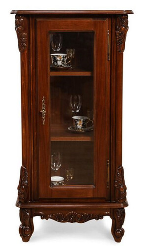 Casa Padrino Luxus Barock Vitrine Dunkelbraun - Prunkvoller Massivholz Vitrinenschrank mit Glast�r - Handgefertigte Barock M�bel - Edel & Prunkvoll