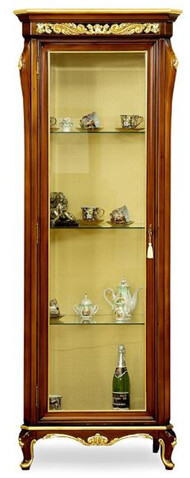 Casa Padrino Luxus Barock Vitrine Braun / Gold - Prunkvoller Massivholz Vitrinenschrank mit Glast�r und Glasregalen - Handgefertigte Barock M�bel - Edel & Prunkvoll