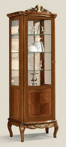 Casa Padrino Luxus Barock Vitrine Braun / Gold - Prunkvoller Barock Vitrinenschrank mit Glast�r und 3 Glasregalen - Barock M�bel - Luxus Qualit�t - Made in Italy