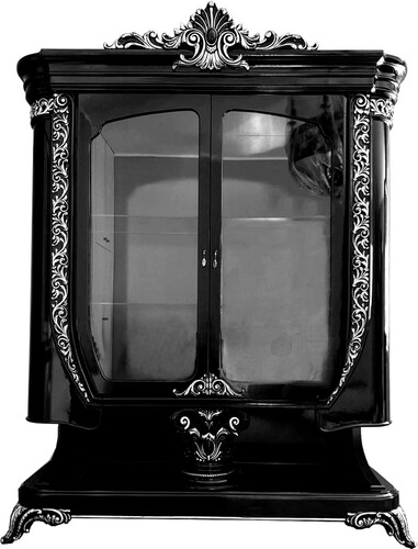 Casa Padrino Luxus Barock Vitrine Schwarz / Silber - Handgefertigte Barock M�bel