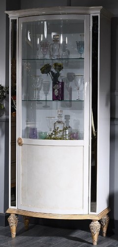 Casa Padrino Luxus Barock Vitrine Wei� / Gold 80 x 42 x H. 196 cm - Barock Vitrinenschrank
