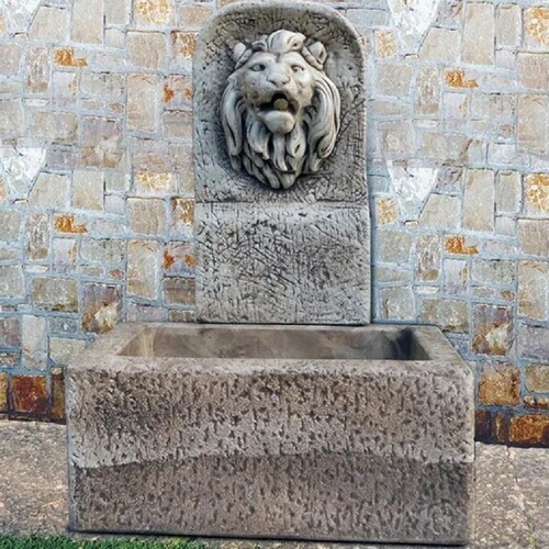 Casa Padrino Luxus Barock Wandbrunnen L�we Grau 64 x H. 91 cm - Made in Italy