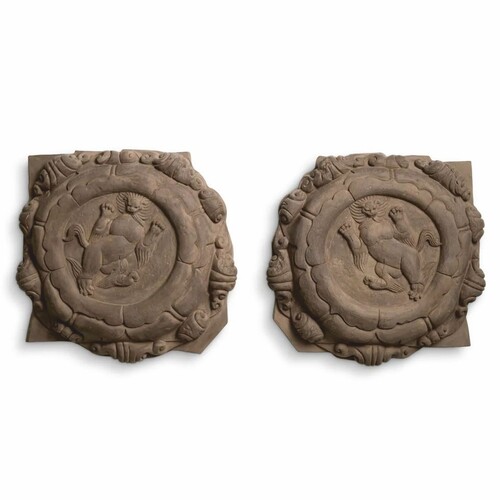 Casa Padrino Luxus Barock Wandrelief Set L�wen Braun 55 cm - Barock Wanddeko