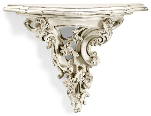 Casa Padrino Luxus Barock Massivholz Wandkonsole Antik Cremewei� - Prunkvolle Barockstil Wanddeko Konsole - Barock Wanddeko - Barock M�bel - Luxus Qualit�t - Made in Italy