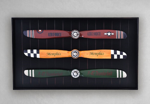 Casa Padrino Luxus Vintage Stil Wanddeko Flugzeug Propeller Mehrfarbig / Schwarz / Silber 170 x 6 x H. 97,5 cm - Luxus Flieger Wand Dekoration - Luxus Kollektion