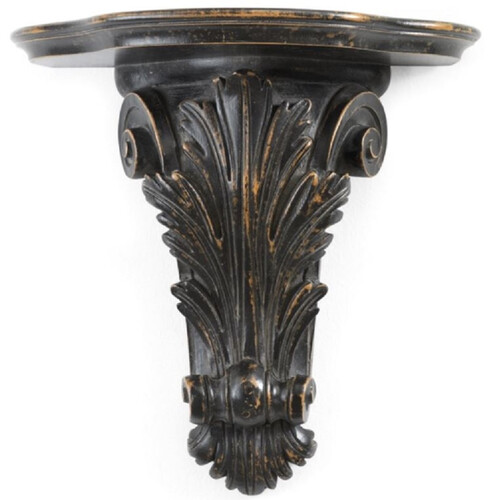 Casa Padrino Luxus Barock Wandkonsole Schwarz / Braun - Prunkvolle Massivholz Wanddeko Konsole im Barockstil - Barock Wanddeko - Barock M�bel - Luxus Qualit�t - Made in Italy