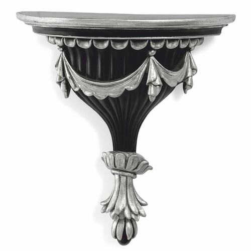 Casa Padrino Luxus Barock Wandkonsole Antik Silber / Schwarz H. 38 cm - Made in Italy