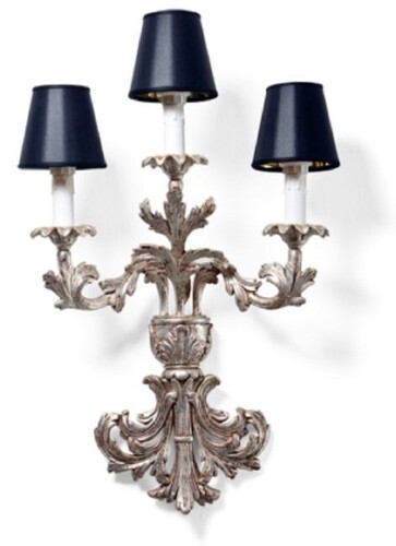 Casa Padrino Luxus Barock Wandleuchte Antik Silber / Wei� / Schwarz 13 x 16 x H. 56 cm - Prunkvolle Barockstil Wandlampe - Barock Leuchten - Luxus Qualit�t - Made in Italy