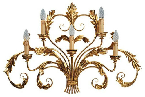 Casa Padrino Luxus Barock Wandleuchte Gold mit Patina 87 x 17 x H. 55 cm - Handgefertigte Metall Wandlampe - Barock Wandleuchten