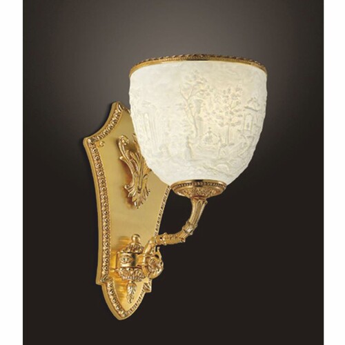 Casa Padrino Luxus Barock Halogen Wandleuchte Gold / Wei� H. 45 cm - Made in Italy