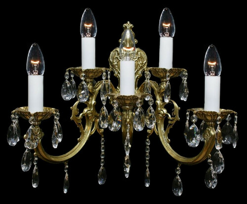 Casa Padrino Luxus Barock Kristall Wandleuchte Bronze 48 x H. 45 cm - Prunkvolle Wandlampe mit B�hmischem Kristallglas - Edel & Prunkvoll