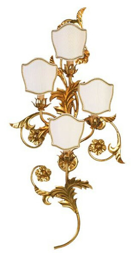 Casa Padrino Luxus Barock Wandleuchte Gold / Wei� 46 x 14 x H. 92 cm - Handgefertigte Metall Wandlampe mit Lampenschirmen - Barock Wandleuchten