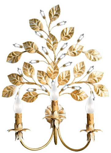 Casa Padrino Luxus Barock Wandleuchte Gold / Wei� 45 x 17 x H. 60 cm - Elegante Barockstil Wandlampe mit Swarovski Kristallglas - Barock Leuchten - Luxus Qualit�t - Made in Italy