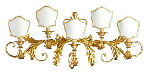 Casa Padrino Luxus Barock Wandleuchte Gold / Wei� 86 x 20 x H. 38 cm - Handgefertigte Metall Wandlampe mit Lampenschirmen - Barock Wandleuchten