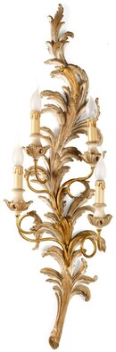 Casa Padrino Luxus Barock Wandleuchte Elfenbein / Antik Gold H. 106 cm - Made in Italy