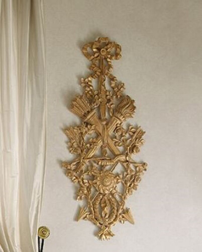 Casa Padrino Luxus Barock Wandornament Naturfarben - Prunkvolles Massivholz Wanddeko Ornament im Barockstil - Barock Wanddeko - Barock M�bel - Luxus Qualit�t - Made in Italy