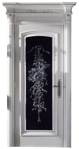 Casa Padrino Luxus Barock Wohnungst�r Wei� / Schwarz / Silber 126 cm - Made in Italy