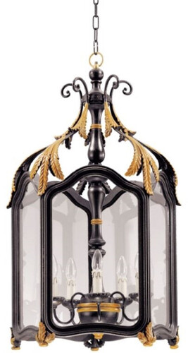 Casa Padrino Luxus Barock Wohnzimmer H�ngeleuchte Schwarz / Gold 50 x 50 x H. 90 cm - Handgefertigte Barockstil Pendelleuchte - Luxus Qualit�t - Made in Italy - Edel & Prunkvoll