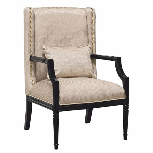 Casa Padrino Luxus Barock Wohnzimmer Sessel Beige / Schwarz H. 115 cm - Barock M�bel