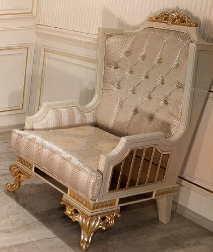 Casa Padrino Luxus Barock Wohnzimmer Sessel Gold / Creme / Gold - Handgefertigter Barockstil Sessel - Luxus Wohnzimmer M�bel im Barockstil - Barock M�bel - Edel & Prunkvoll