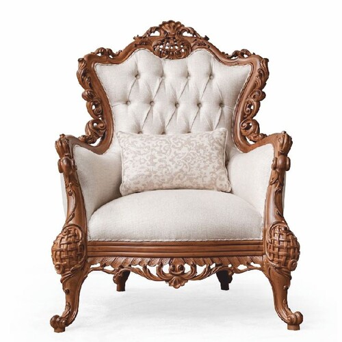 Casa Padrino Luxus Barock Wohnzimmer Sessel Wei� / Braun - Barockstil M�bel
