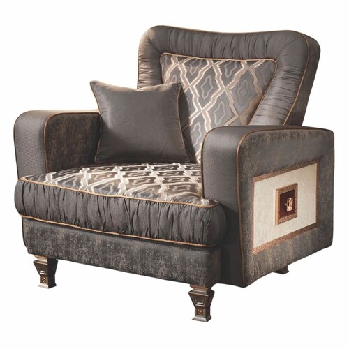 Casa Padrino Luxus Barock Sessel Grau / Wei� / Braun / Kupfer - Made in Italy