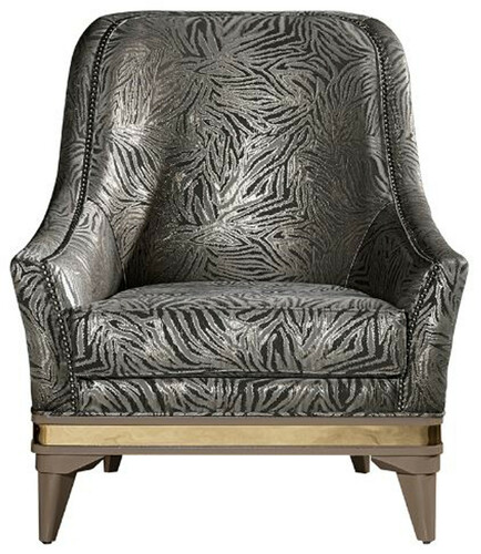 Casa Padrino Luxus Art Deco Wohnzimmer Sessel Silber / Schwarz / Beige / Gold 80 x 83 x H. 97 cm - Art Deco Wohnzimmer M�bel