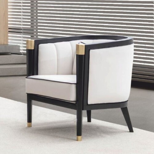 Casa Padrino Luxus Neoklassik Sessel Wei� / Schwarz / Messing - Hotel M�bel