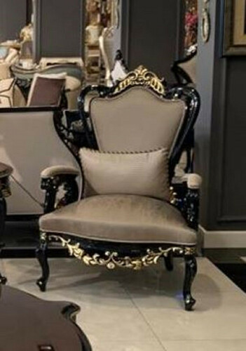 Casa Padrino Luxus Barock Sessel Silber / Schwarz / Gold - Handgefertigter Wohnzimmer Sessel mit gepolsterten Armlehnen - Barock Wohnzimmer M�bel - Edel & Prunkvoll