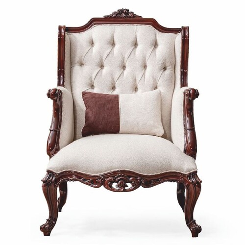 Casa Padrino Luxus Barock Ohrensessel Wei� / Dunkelbraun - Barockstil M�bel