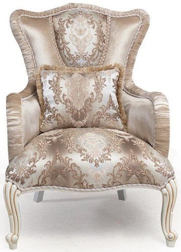 Casa Padrino Luxus Barock Sessel mit Kissen Beige / Wei� / Gold 83 x 96 x H. 102 cm - Barock Wohnzimmer M�bel