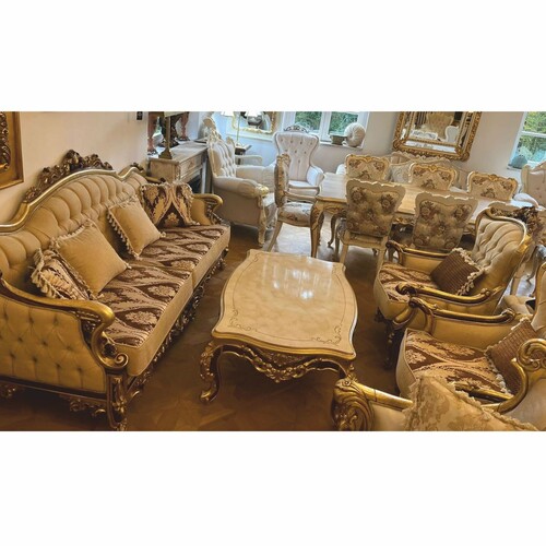 Casa Padrino Luxus Barock Wohnzimmer Set Beige / Braun / Gold - Barockstil M�bel