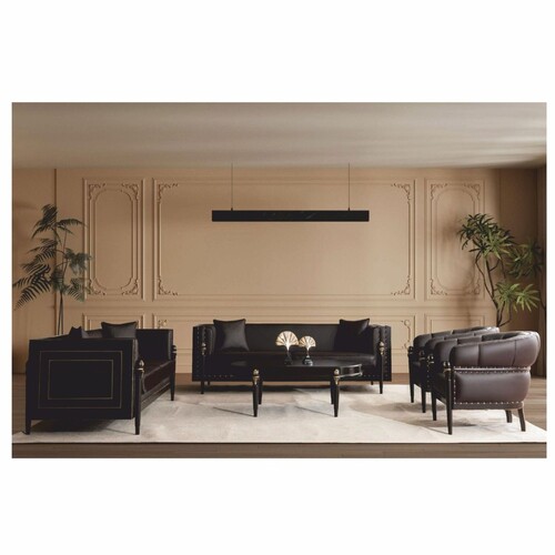 Casa Padrino Luxus Barock Wohnzimmer Set Dunkelbraun / Gold - Barockstil M�bel