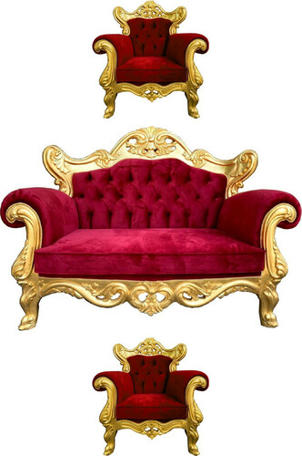 Casa Padrino Luxus Barock Wohnzimmer Set Bordeauxrot / Gold - 1 Barock Sofa & 2 Barock Sessel - Wohnzimmer M�bel im Barockstil - Edel & Prunkvoll