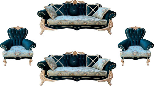Casa Padrino Luxus Barock Wohnzimmer Set mit elegantem Blumenmuster und Glitzersteinen T�rkis / Gr�n / Creme - 2 Sofas & 2 Sessel - Prunkvolle Barock Wohnzimmer M�bel